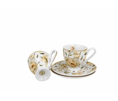 Zestaw 2 filiżanki espresso golden line english roses white