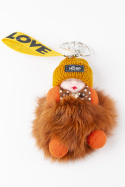 Breloczek do kluczy zawieszka laleczka brązowy pompon