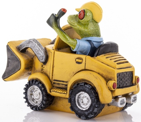 Ozdobna figurka na biurko żaba w koparce dekoracja robotnik