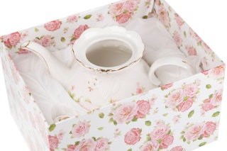 Dzbanek czajnik do herbaty 1l róża różowa na prezent