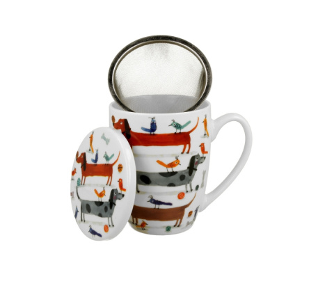 Zestaw kubek sitko zaparzacz na prezent pies długie psy