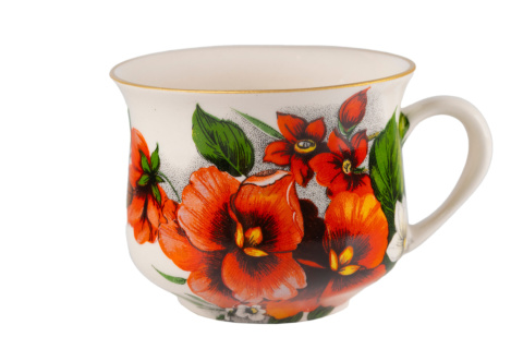 Kubek babuni bratki Mieroszów na podgrzewaczu