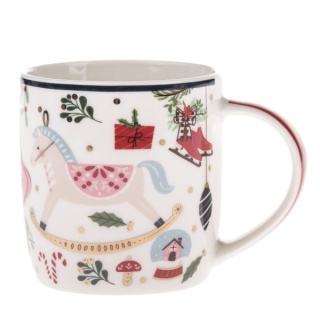 Kubek porcelana prezent na święta konik na biegunach