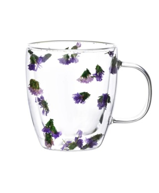 Kubek szklanka termiczna Peter flowers z uszkiem kwiaty