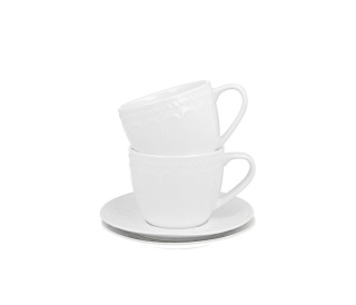 Zestaw dwie filiżanki do herbaty białe tłoczone twilight