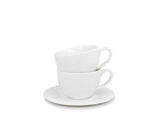 Komplet 6 filiżanek do herbaty białe tłoczone raphael