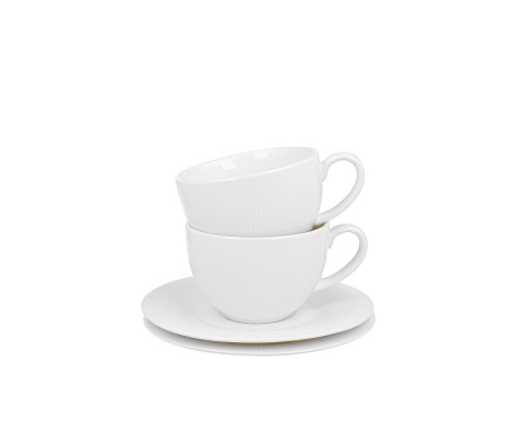 Komplet 6 filiżanek do herbaty białe tłoczone raphael