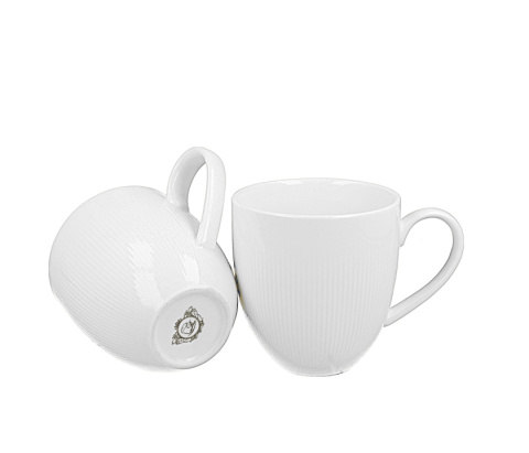 Zestaw dwa kubki do kawy białe tłoczone raphael prezent