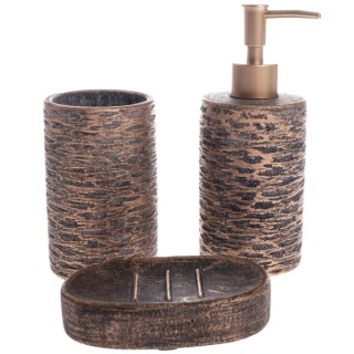 Zestaw łazienkowy betonowy okrągły 3 elementowy złoty