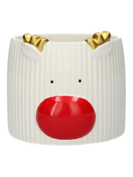 Duża osłonka na kwiaty ceramika renifer święta ozdoba