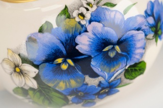 Dzbanek z podgrzewaczem 1 litr kwiaty bratki sitko