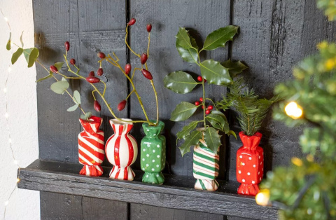 Komplet 2 małe wazoniki na święta kształt cukierek prezent