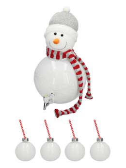 Szklana świąteczna kula z kranem 5,5 l bałwan zestaw 5 szt