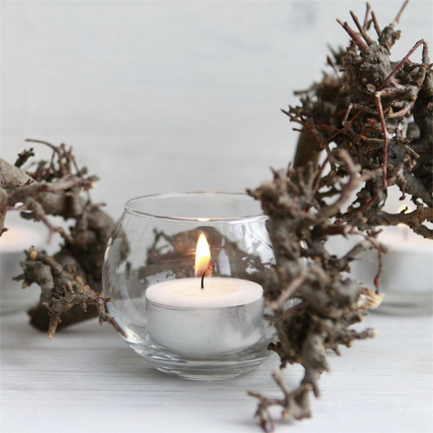 Szklana kula świecznik ozdoba naczynie na wosk kwiaty