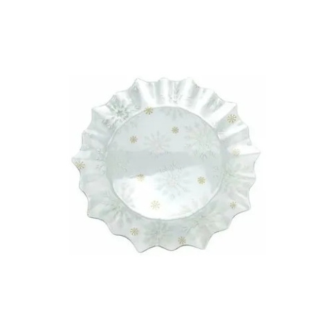Szklany talerz obiadowy płytki ozdobny na święta śnieżynki