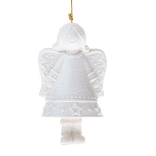 Zawieszka na choinkę bombka dzwonek na święta anioł biały