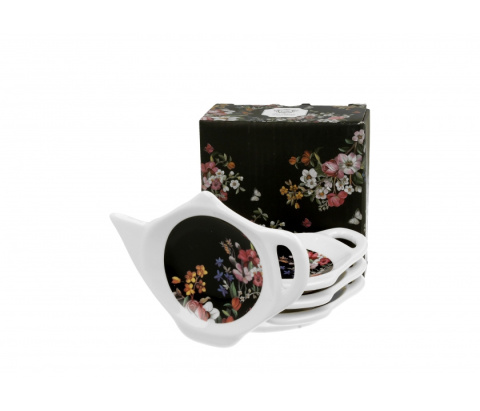 Zestaw 4 podstawek pod torebkę herbaty Vintage kwiaty teabag