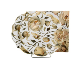 Komplet dwa talerze deserowe porcelana roses white róże