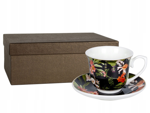 Komplet dwóch filiżanek do kawy Livello kwiaty na prezent