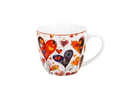 Kubek do herbaty walentynki w koszyczku kolorowe serca 1