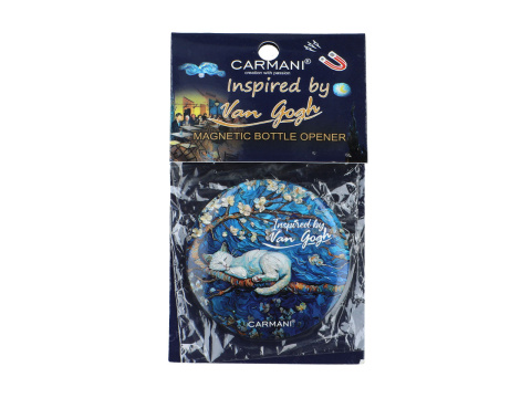 Okrągły otwieracz do butelek magnes Van Gogh kot carmani