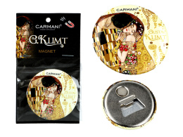 Okrągły otwieracz do butelek z magnesem Klimt Pocałunek