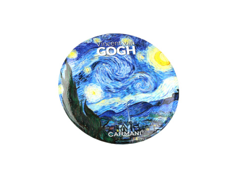 Okrągły otwieracz do butelek magnes Gogh Gwiaździsta noc