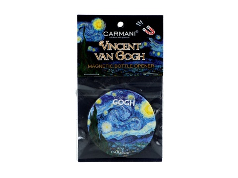 Okrągły otwieracz do butelek magnes Gogh Gwiaździsta noc