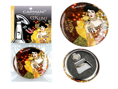 Okrągły otwieracz do butelek magnes Klimt Adela carmani