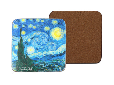 Podkładki korkowe 6 szt kubek Gogh gwiaździsta noc carmani