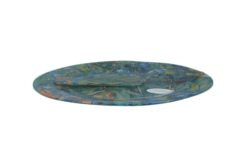 Szklany talerz z łopatką carmani Gogh Irysy na ciasto