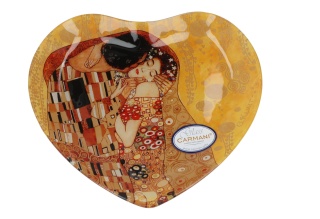Szklany talerz w kształcie serca Klimt Pocałunek carmani
