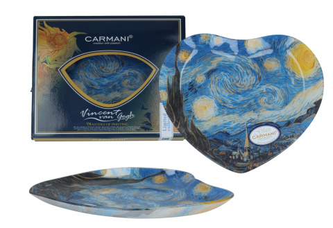 Szklany talerz serce Van Gogh Gwiaździsta noc carmani