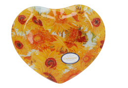 Szklany talerz w kształcie serca Gogh słoneczniki carmani