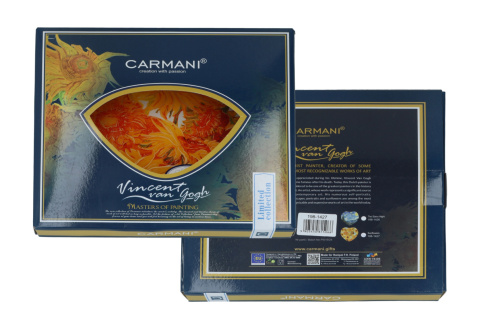 Szklany talerz w kształcie serca Gogh słoneczniki carmani