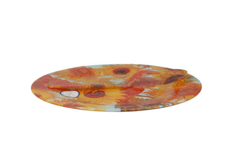 Szklany talerz okrągły z łopatką carmani Gogh Słoneczniki