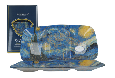 Talerz szklany dekoracyjny Carmani Gogh Gwiaździsta noc