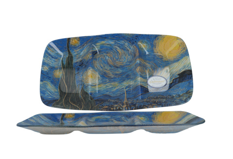 Talerz szklany dekoracyjny Carmani Gogh Gwiaździsta noc