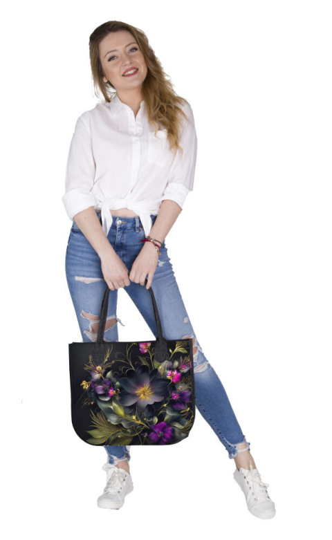 Torebka na ramię Bertoni filc torba Maura lady bag kwiaty