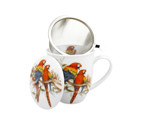 Zestaw kubek zaparzacz papuga ara ptasi świat dla chłopaka