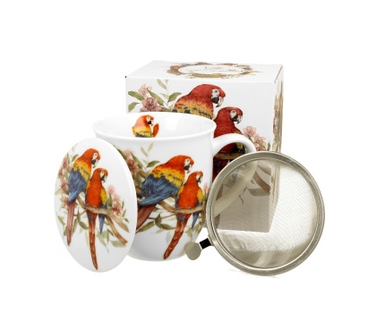 Zestaw kubek zaparzacz papuga ara ptasi świat dla chłopaka
