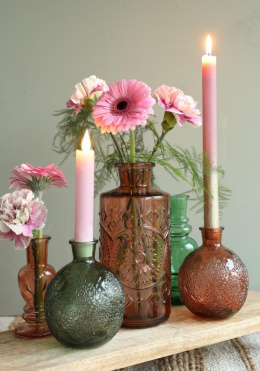 Butelka wazon szklany zielony ozdoba na kwiaty bologna