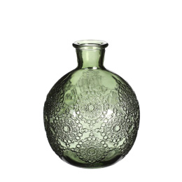 Butelka wazon szklany zielony ozdoba na kwiaty bologna