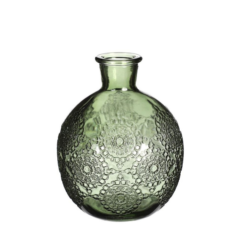 Butelka wazon szklany zielony ozdoba na kwiaty bologna