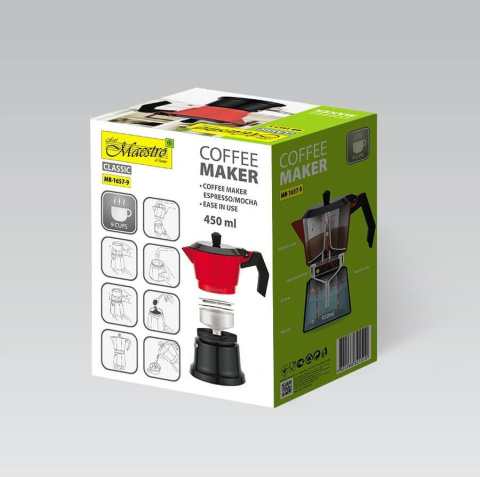 Kawiarka na 9 filiżanek zaparzacz do kawy aluminium 450ml