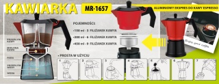 Kawiarka zaparzacz do kawy aluminium 150ml expres MR1657-3