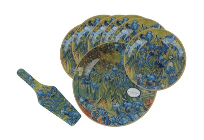 Zestaw deserowy 8 el carmani Gogh Irysy łopatka talerz