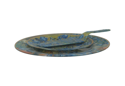 Zestaw deserowy 8 el carmani Gogh Irysy łopatka talerz