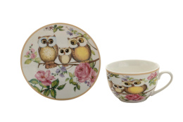 Filiżanki do herbaty sowy porcelana komplet do kawy