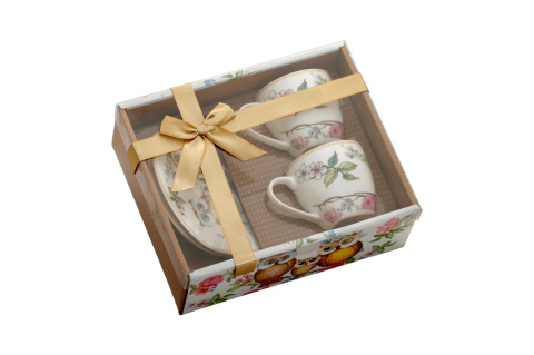 Filiżanki do herbaty kawy sowy na prezent zestaw 2 sztuki